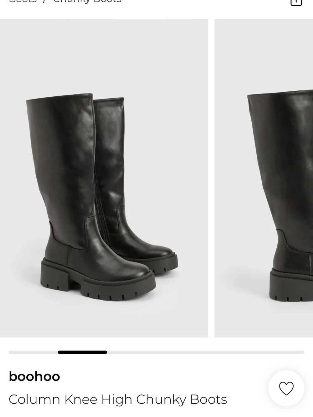 Boohoo | Black Knee-High Chunky Platform Boots - Size 10